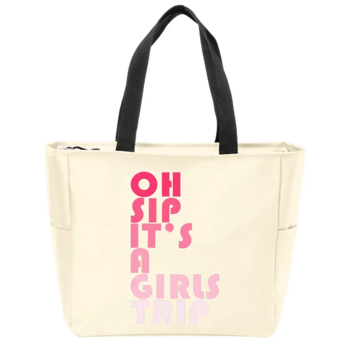 Trip Oh Sip It's A Trip Vacation Group Matching Zip Tote Bag