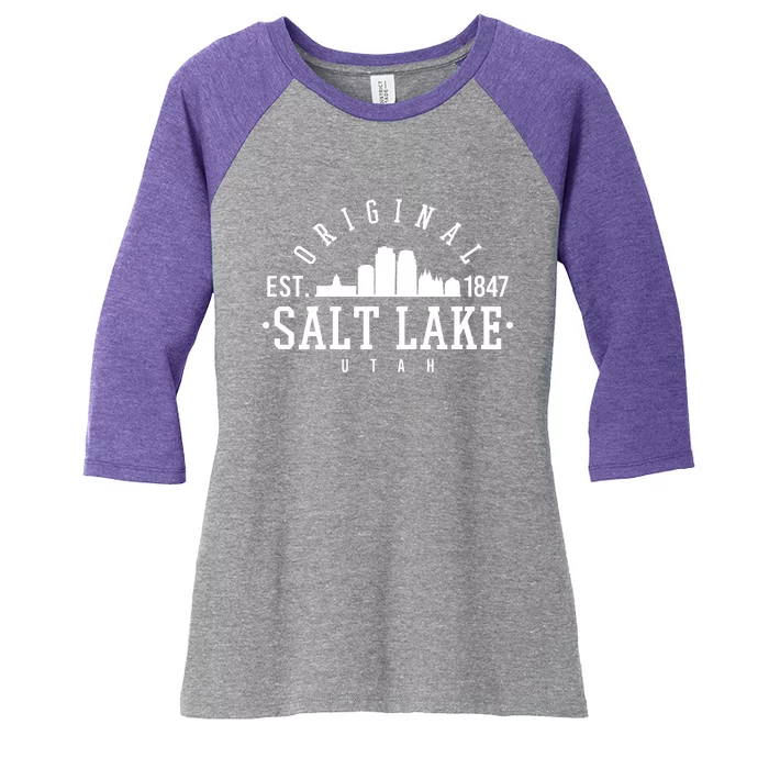 The Original Salt Lake City Utah 1847 Women's Tri-Blend 3/4-Sleeve Raglan Shirt