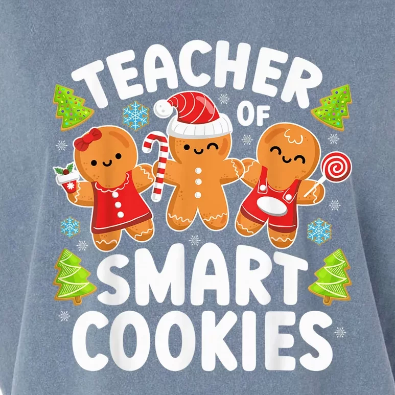 Teacher of Smart Cookies Christmas Cute Gingerbread Cookies Garment-Dyed Women's Muscle Tee