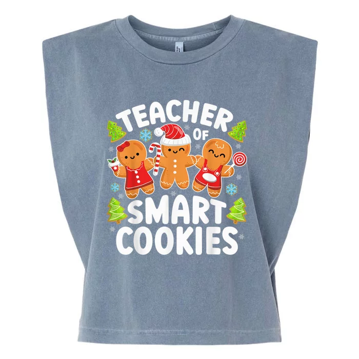 Teacher of Smart Cookies Christmas Cute Gingerbread Cookies Garment-Dyed Women's Muscle Tee