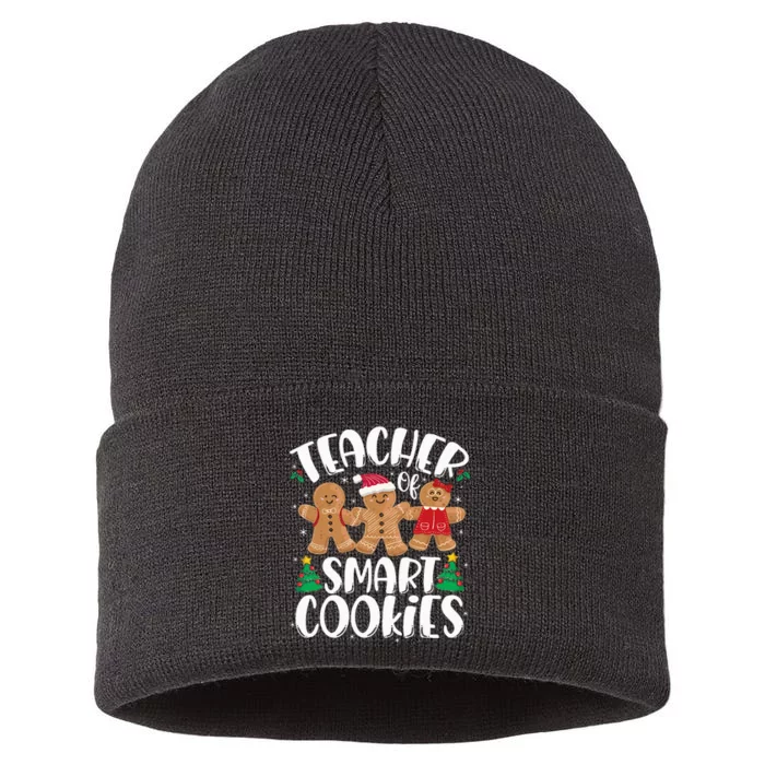 Teacher Of Smart Cookies Gingerbread Christmas Teachers Sustainable Knit Beanie