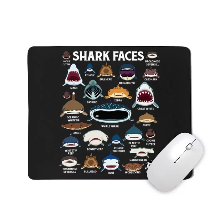 Types Of Sharks Faces Identification Birthday School Mousepad