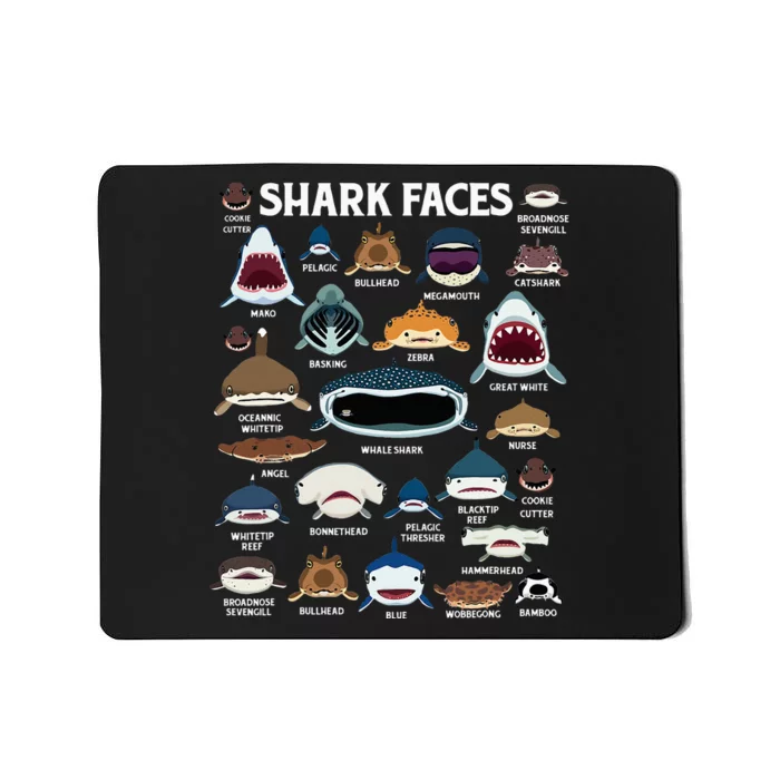 Types Of Sharks Faces Identification Birthday School Mousepad