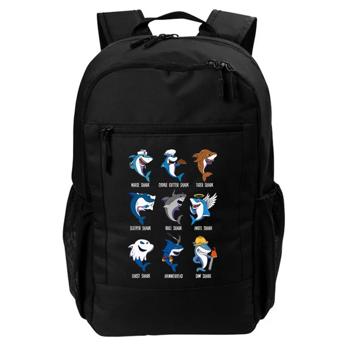 Types Of Sharks Pun Ocean Marine Biology Fishing Shark Lover Daily Commute Backpack