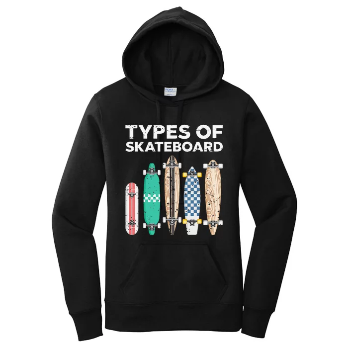 Types of skateboards skateboarding skating Women's Pullover Hoodie