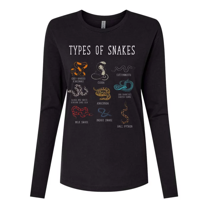 Types Of Snakes Educational Serpent 9 Different Snake Womens Cotton Relaxed Long Sleeve T-Shirt