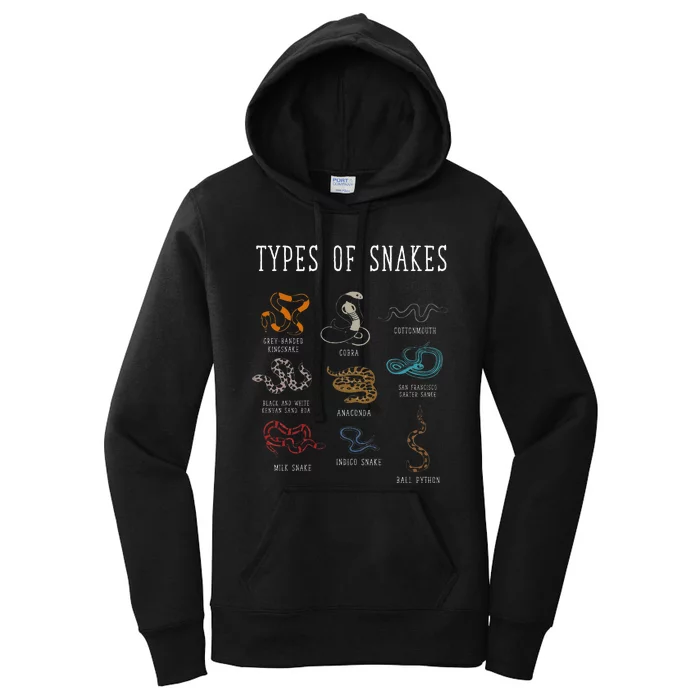 Types Of Snakes Educational Serpent 9 Different Snake Women's Pullover Hoodie