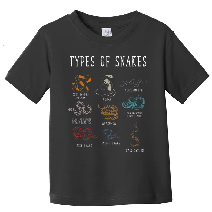 Types Of Snakes Educational Serpent 9 Different Snake Toddler T-Shirt