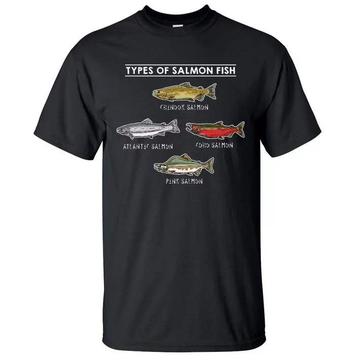 Types of Salmon Fish for Salmon Fishing Tall T-Shirt