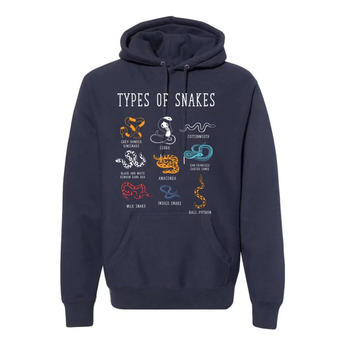 Types Of Snakes Educational Serpent 9 Different Snake Premium Hoodie