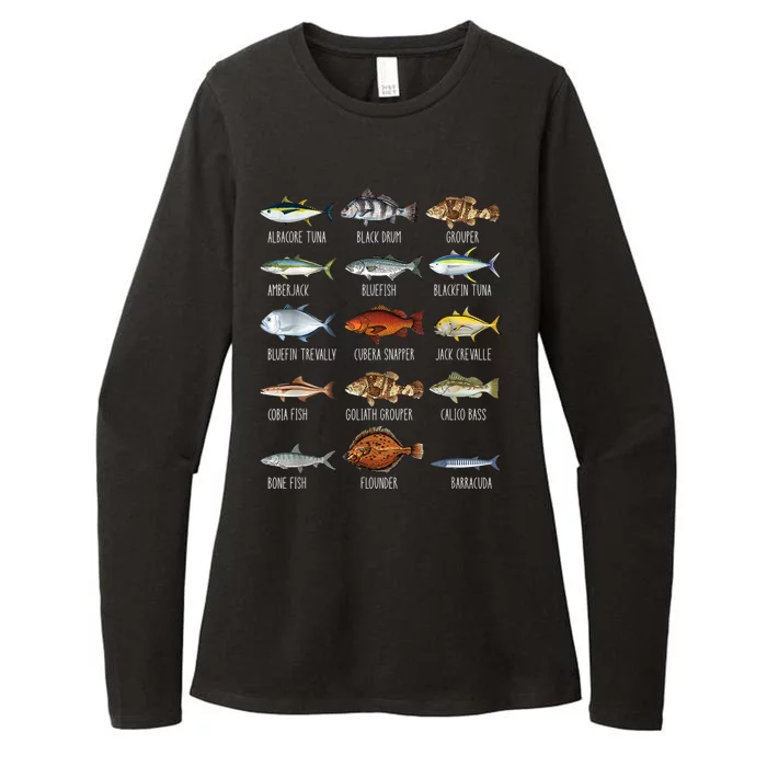 Types Of Saltwater Fish Species Biology Fishing Lover Womens CVC Long Sleeve Shirt