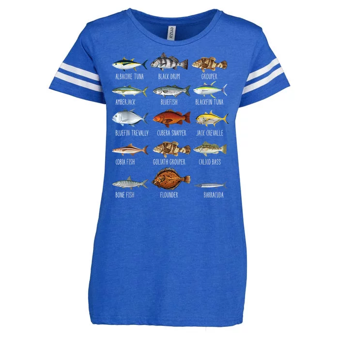 Types Of Saltwater Fish Species Biology Fishing Lover Enza Ladies Jersey Football T-Shirt