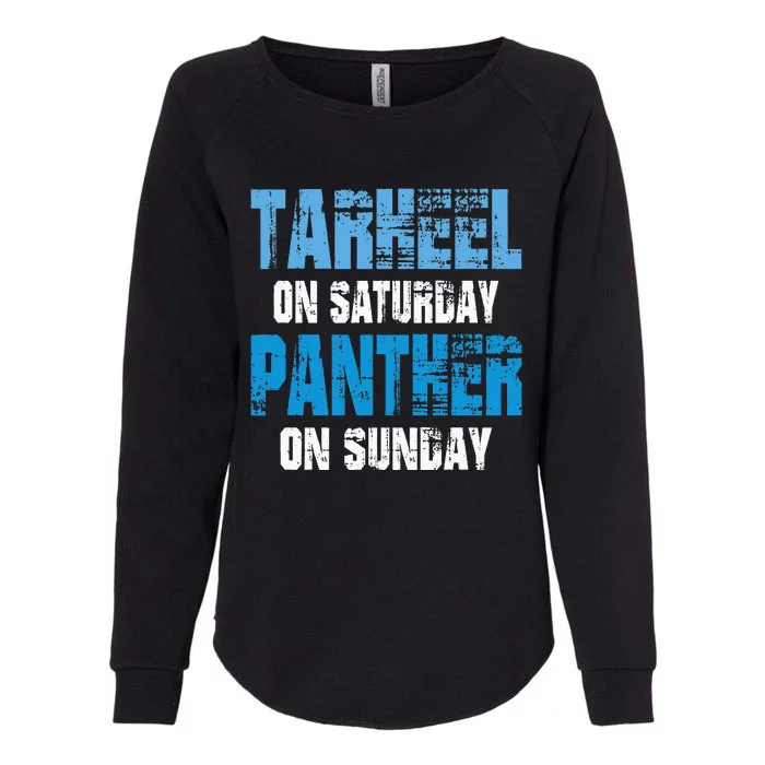 Tarheel on Saturday Panther on Sunday Tee Funny Sports Fans Womens California Wash Sweatshirt