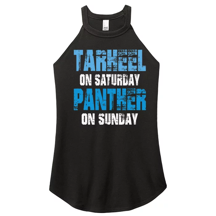 Tarheel on Saturday Panther on Sunday Tee Funny Sports Fans Women’s Perfect Tri Rocker Tank