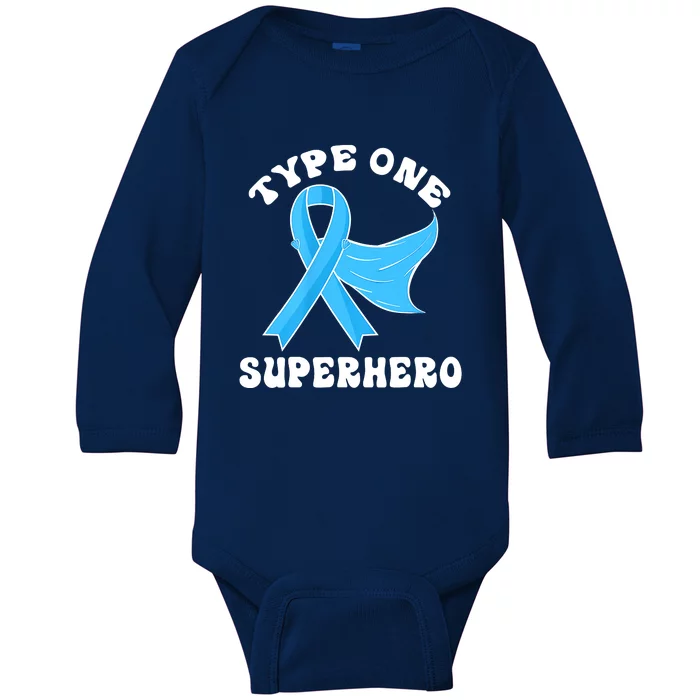 Type One Superhero Diabetes Awareness Diabetic Boys Girls Baby Long Sleeve Bodysuit