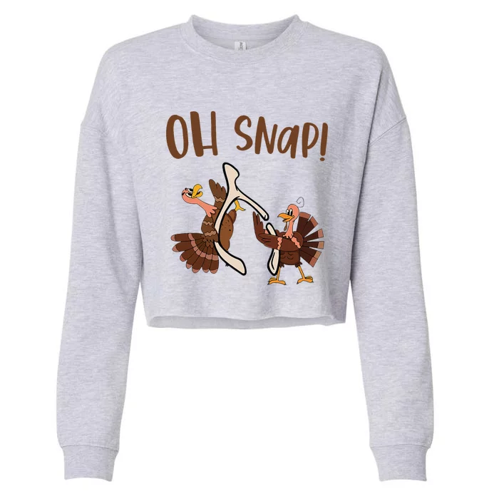 Thanksgiving Oh Snap Turkey Wishbone Funny Cropped Pullover Crew