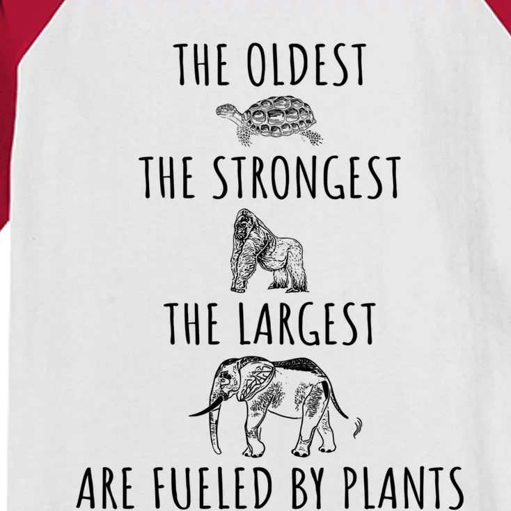 The Oldest Strongest Largest Are Fueled By Plants Vegan Gift Kids Colorblock Raglan Jersey