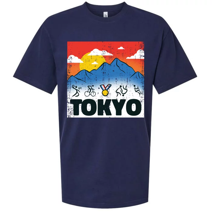 Tokyo Olympics Stick Figures Sueded Cloud Jersey T-Shirt