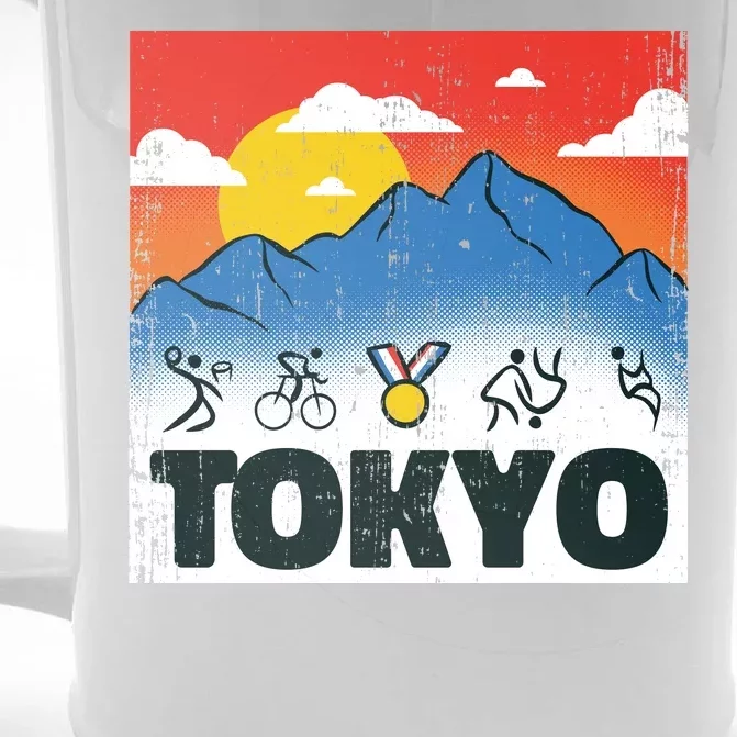 Tokyo Olympics Stick Figures Front & Back Beer Stein