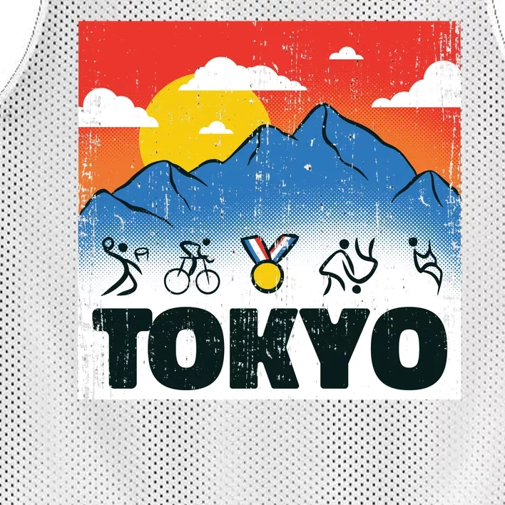 Tokyo Olympics Stick Figures Mesh Reversible Basketball Jersey Tank