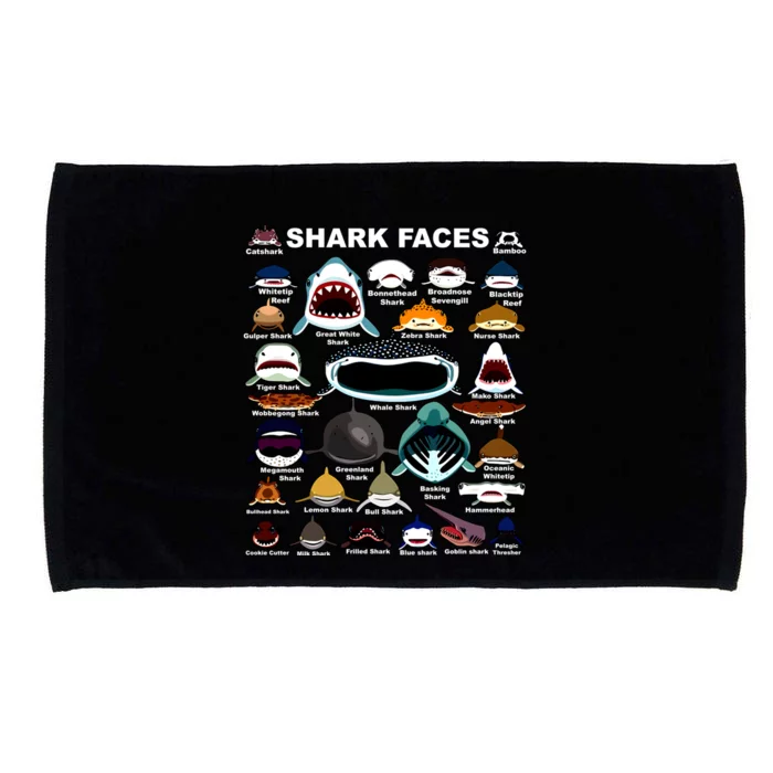 Types Of Sharks Faces Identification Birthday School Microfiber Hand Towel