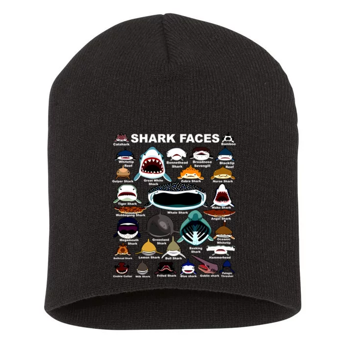 Types Of Sharks Faces Identification Birthday School Short Acrylic Beanie