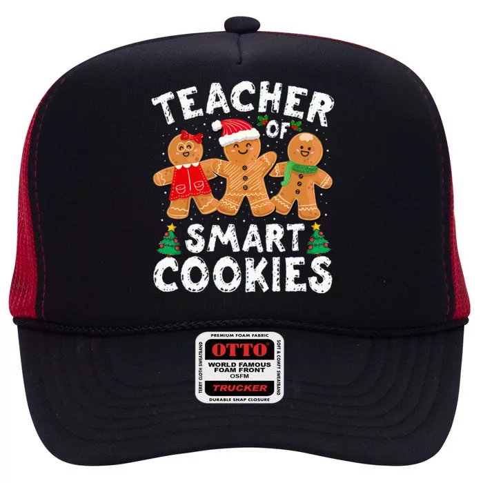 Teacher of Smart Cookies Gingerbread Christmas Teachers High Crown Mesh Trucker Hat