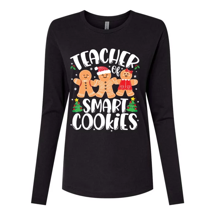 Teacher Of Smart Cookies Gingerbread Christmas Teachers Womens Cotton Relaxed Long Sleeve T-Shirt