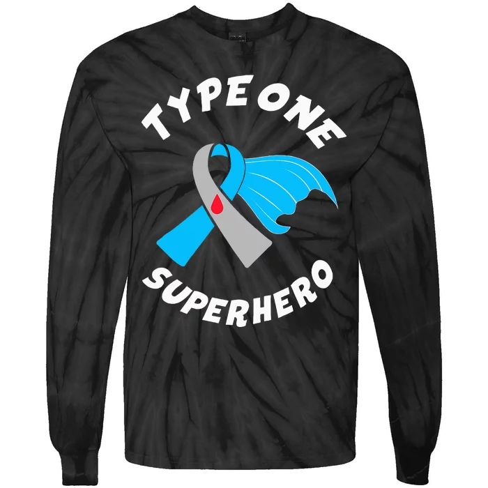 Type One Superhero Type 1 Diabetes Awareness Tie-Dye Long Sleeve Shirt