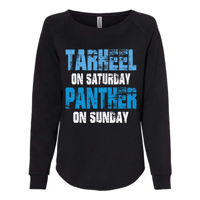 Tarheel On Saturday Panther On Sunday Funny Sports Fans Womens California Wash Sweatshirt