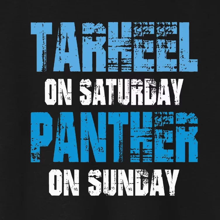 Tarheel On Saturday Panther On Sunday Funny Sports Fans Women's Crop Top Tee