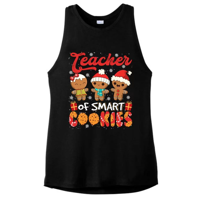 Teacher Of Smart Cookie Christmas Santa Gingerbread Cookie Funny Gift Ladies Tri-Blend Wicking Tank