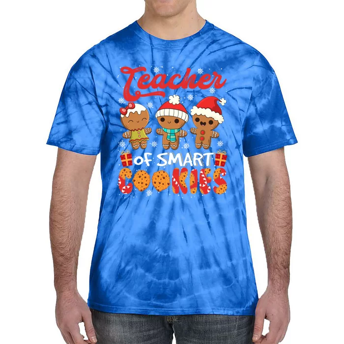 Teacher Of Smart Cookie Christmas Santa Gingerbread Cookie Funny Gift Tie-Dye T-Shirt