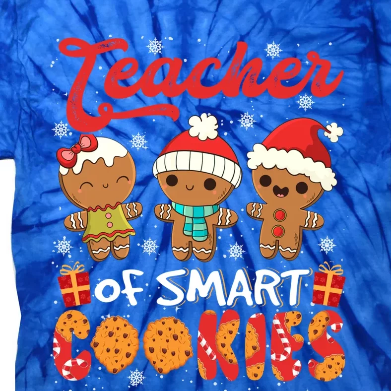 Teacher Of Smart Cookie Christmas Santa Gingerbread Cookie Funny Gift Tie-Dye T-Shirt