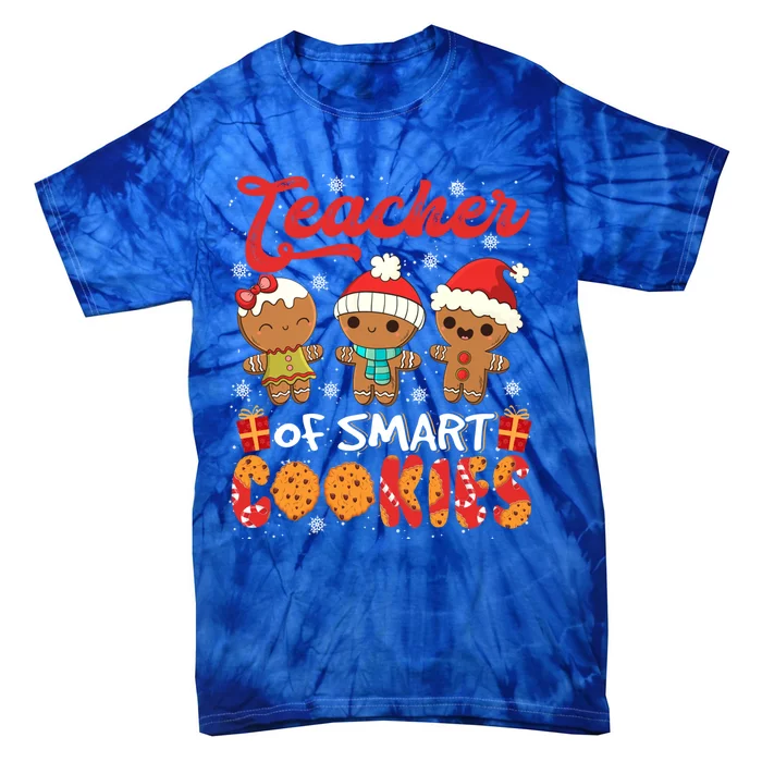 Teacher Of Smart Cookie Christmas Santa Gingerbread Cookie Funny Gift Tie-Dye T-Shirt