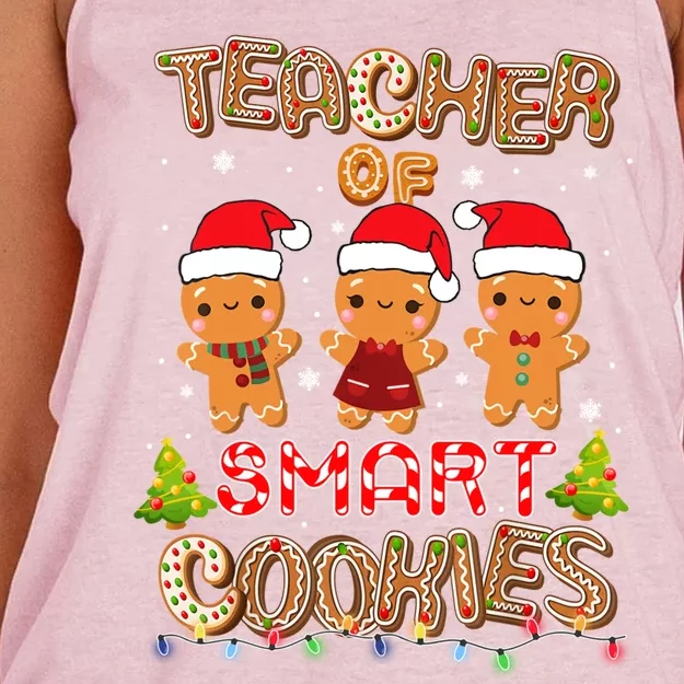 Teacher Of Smart Cookies Christmas Teacher Holiday Gift Women's Knotted Racerback Tank