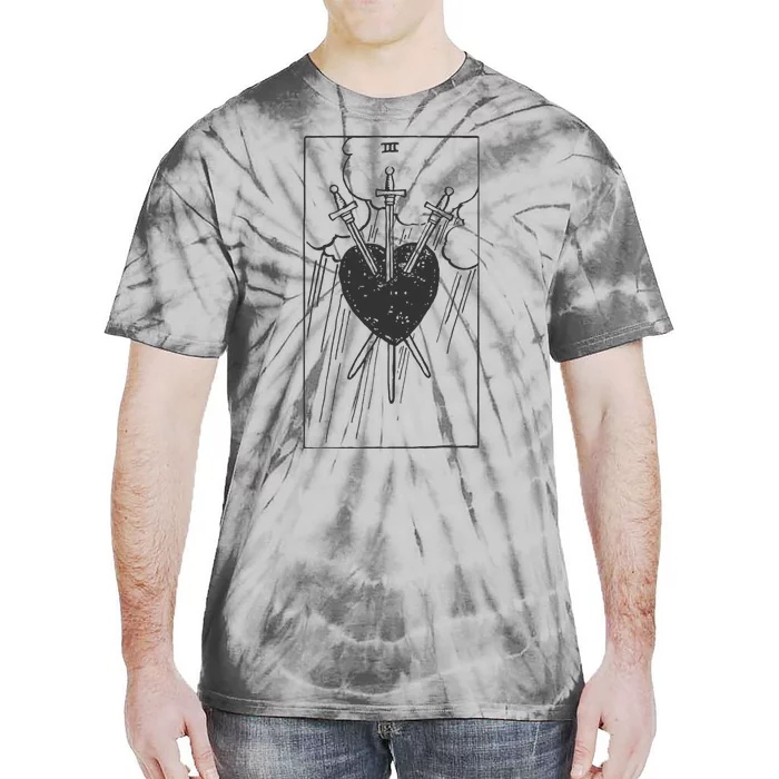 Three Of Swords Tarot Card Vintage Tie-Dye T-Shirt