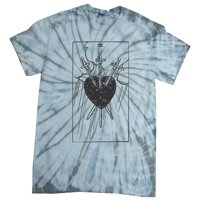 Three Of Swords Tarot Card Vintage Tie-Dye T-Shirt