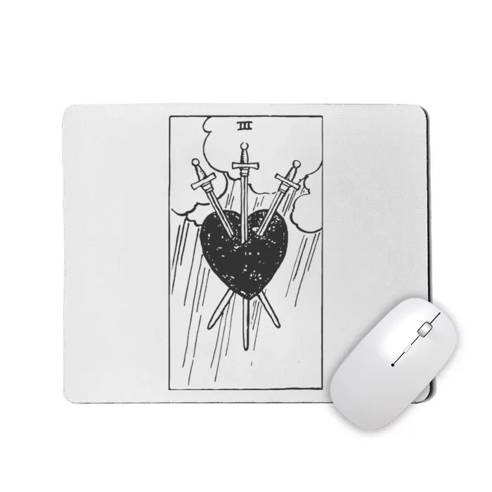 Three Of Swords Tarot Card Vintage Mousepad