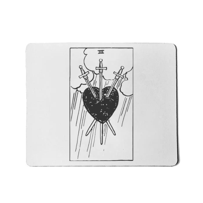 Three Of Swords Tarot Card Vintage Mousepad