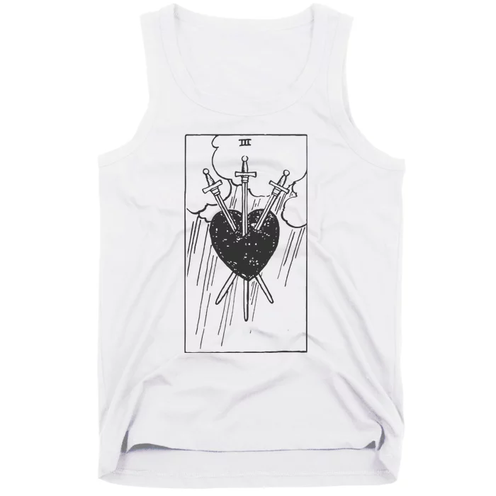 Three Of Swords Tarot Card Vintage Tank Top