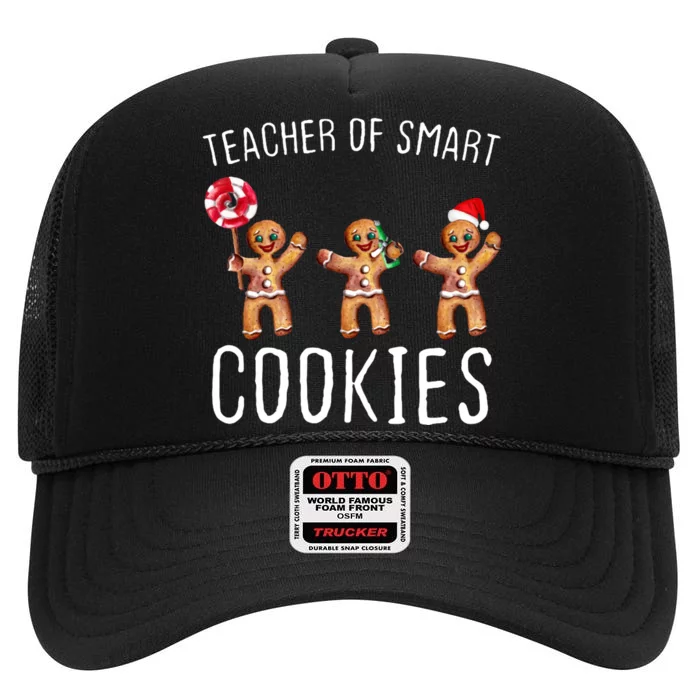 Teacher Of Smart Cookies Gingerbread Cute Christmas High Crown Mesh Trucker Hat