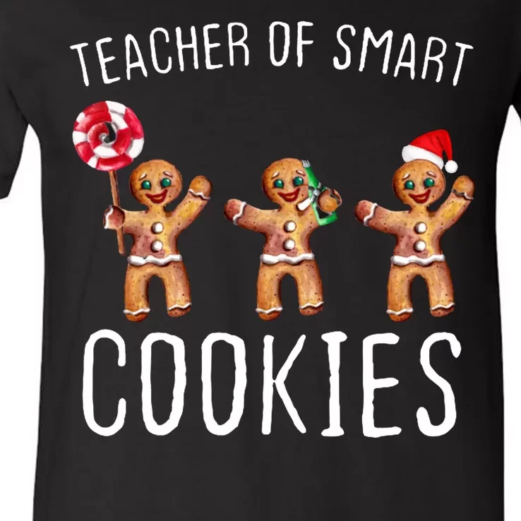 Teacher Of Smart Cookies Gingerbread Cute Christmas V-Neck T-Shirt