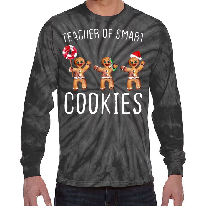 Teacher Of Smart Cookies Gingerbread Cute Christmas Tie-Dye Long Sleeve Shirt