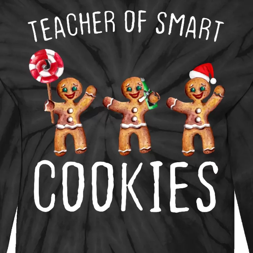 Teacher Of Smart Cookies Gingerbread Cute Christmas Tie-Dye Long Sleeve Shirt