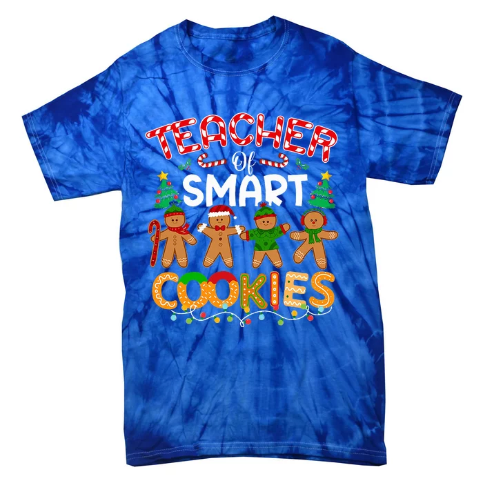 Teacher Of Smart Cookies Christmas Funny Cute Gingerbread Tie-Dye T-Shirt