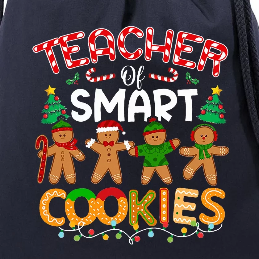 Teacher Of Smart Cookies Christmas Funny Cute Gingerbread Drawstring Bag