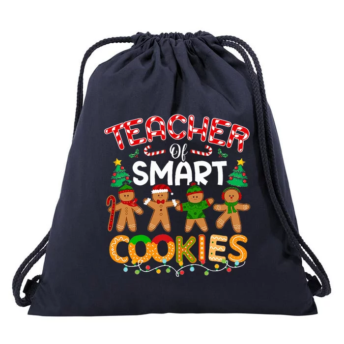 Teacher Of Smart Cookies Christmas Funny Cute Gingerbread Drawstring Bag