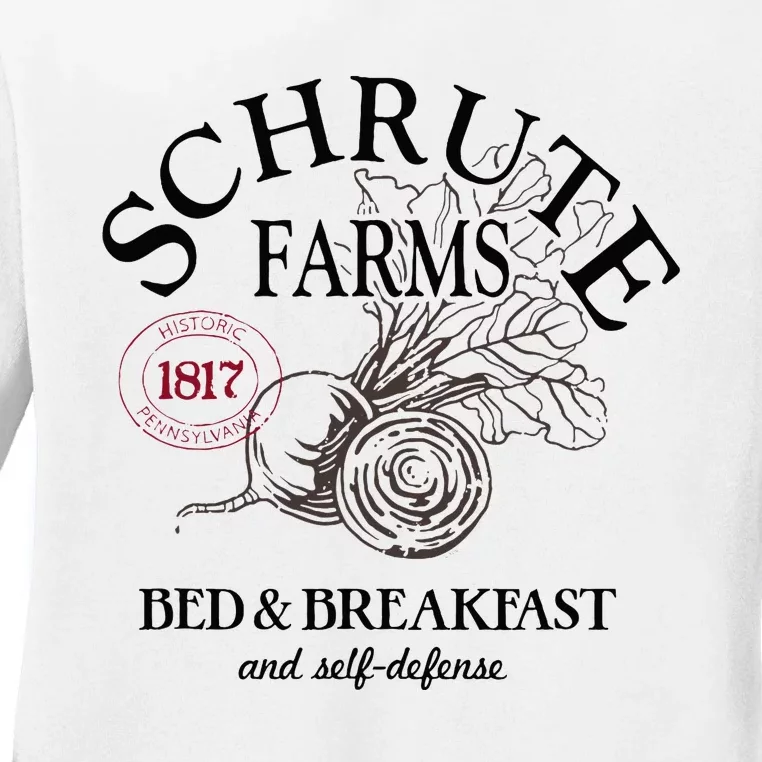 The Office Schrute Farms Large Label Ladies Long Sleeve Shirt