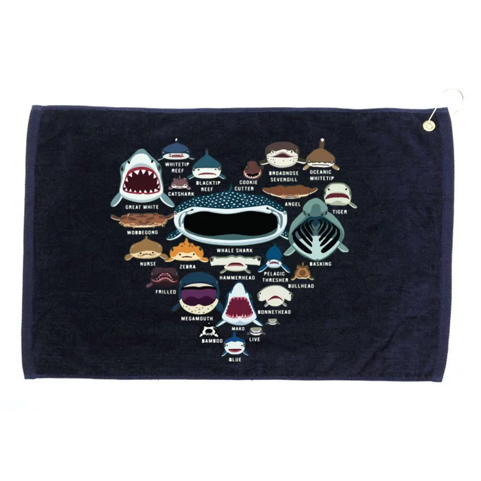 Types Of Shark Identification Shark Faces Shark Heart Grommeted Golf Towel